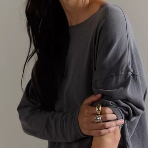 We The Free Nina Grey Long Sleeve Top